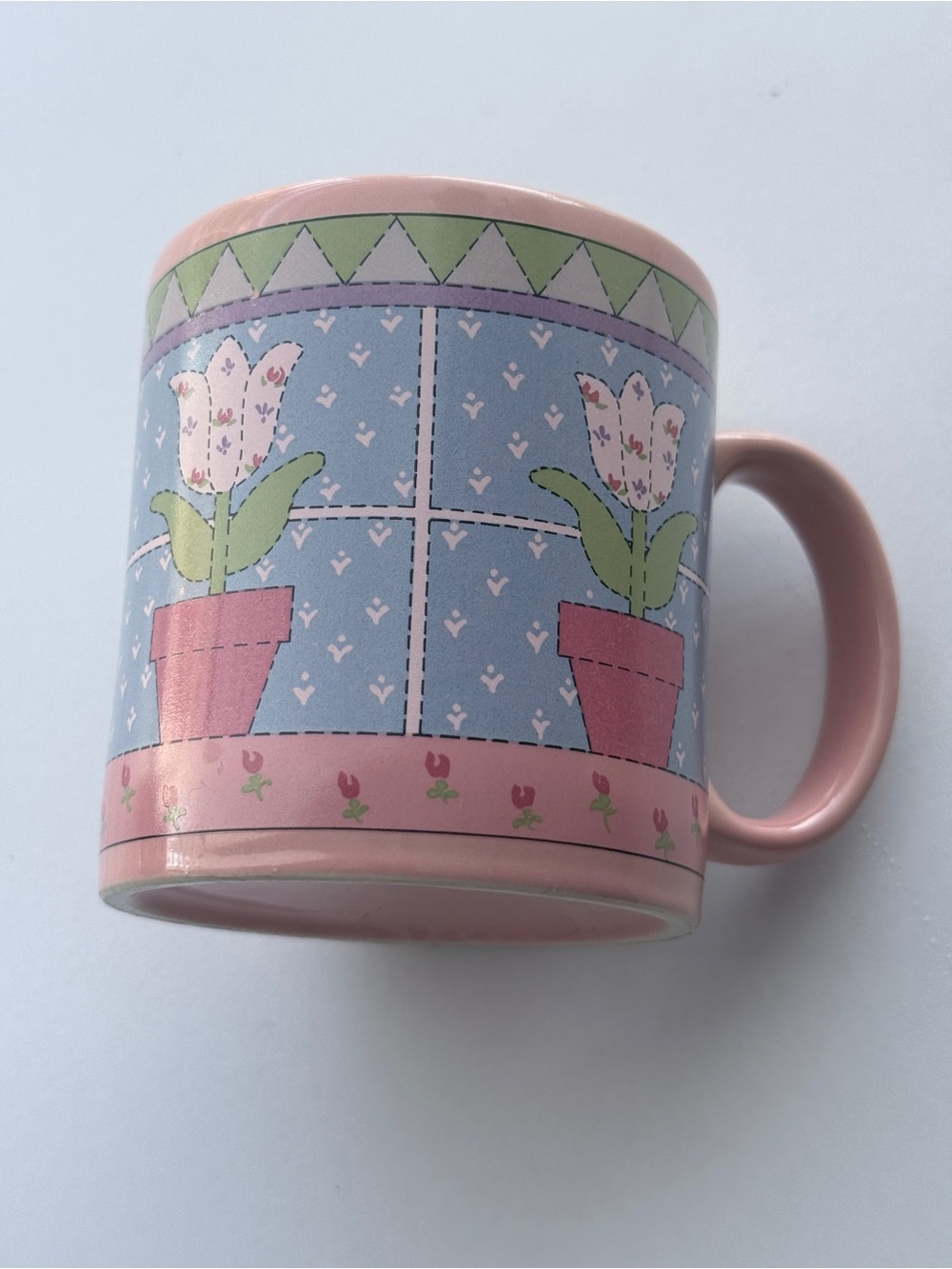 Vintage Cottagecore Tulip Mug | Pink Floral Coffee Cup